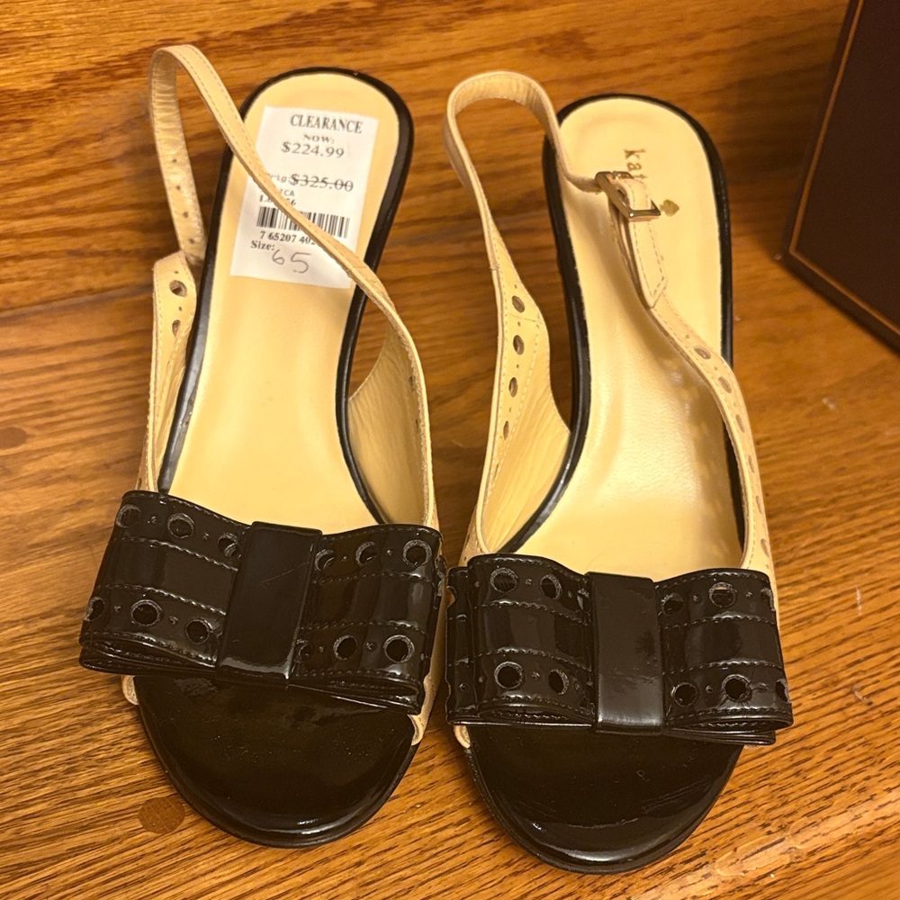 Kate Spade Black and Tan Slingback Heels